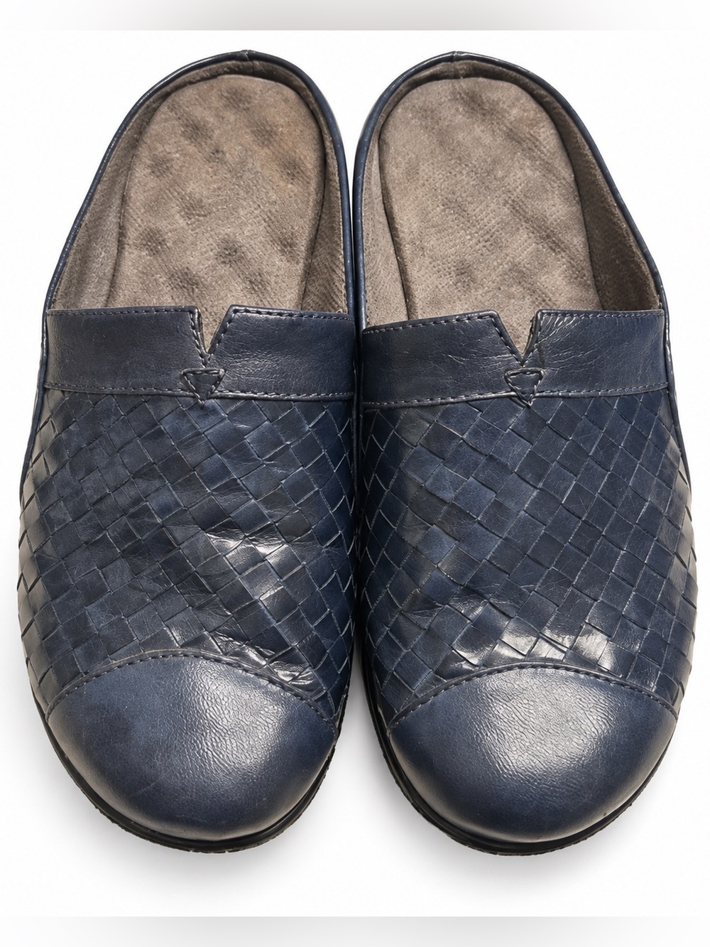 SoftWalk San Marcos Navy Woven Leather Slip-On Mules Women’s 7 Wide
